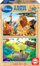 Dřevěné puzzle Disney zvířecí kamarádi 2×50 dílků
