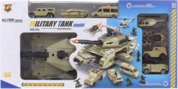 vojenská sada rozkládací tank s autíčky a helikoptérou
