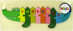 Dřevěné puzzle krokodýl – čísla 1–10
