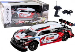 RC závodní auto 1:16 Drift s vyměnitelnými koly červeno-bílá