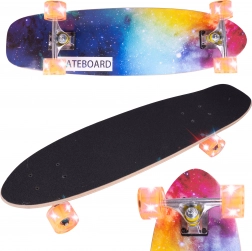 Skateboard s jednostranným potiskem Rainbow, LED kolečka