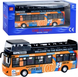 Kovový patrový autobus s otevíracími dveřmi – Oranžová