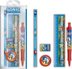Školní set SONIC – pravítko, propiska, guma, tužka a ořezávátko