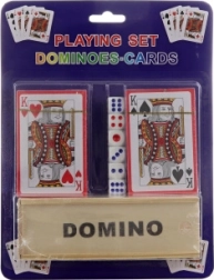 Souprava hrací karty, kostky a domino
