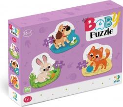 DODO baby puzzle domácí mazlíčci 3v1 (2, 3, 4 dílků)