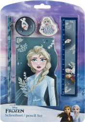 Školní set FROZEN – tužka, guma, pravítko, poznámkový blok (5 ks)