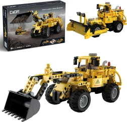 CaDA stavebnice žlutá stavební vozidla 2v1 nakladač a buldozer