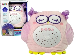 Sladká plyšová sova s barevným projektorem hvězdiček a melodií