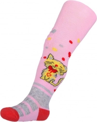 bavlněné punčocháče new baby s protiskluzem a kočičkou, světle růžové, vel. 104–110