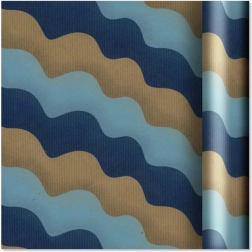 Dárkový papír kraft s modrými vlnovkami 2 m × 70 cm