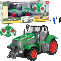 Zelený zdalně ovládaný traktor 1:24