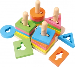 Dřevěná navlékací hra s tvary 15 cm
