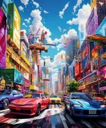 Diamantové malování barevné město 30 × 40 cm