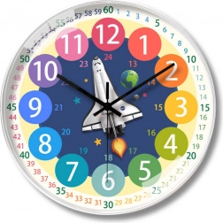 Dětské nástěnné hodiny Raketa – barevné edukativní