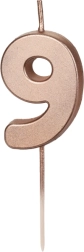 Svíčka na dort rose gold číslo devět
