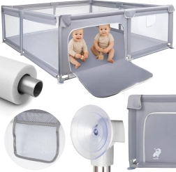 Dětská ohrádka KIVO 180 × 200 cm šedá