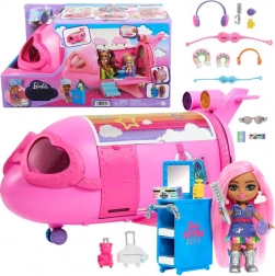 Růžový duhový letoun BARBIE Extra Fly Minis s pilotkou