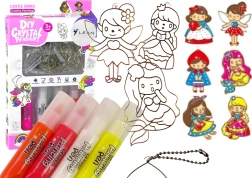 Sada vitrážových závěsek k malování – princezny, 6 ks