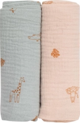 Bubaba Bio mušelínové pleny 2 ks - zelená a béžová