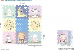 Měkké pěnové puzzle se zvířátky 32 × 32 cm, 9 dílů