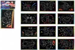 Škrabací třpytivé obrázky, barevné, 15 × 10 cm