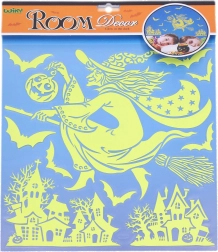 Svítící nálepky na zeď Čarodějnice Halloween 38 × 31 cm