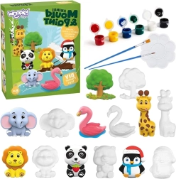 Woopie kreativní sada s barvami DIY – sádrové odlitky zvířátek k vybarvení