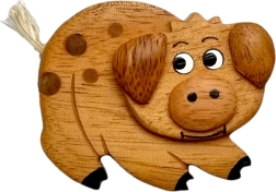 dřevěná magnetka prase – ručně vyráběná dekorace na lednici