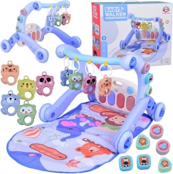 Mata edukacyjní 3v1 s pchacím chodítkem a hudebním pianínkem pro miminka