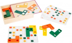 Dřevěná logická hra Small Foot – barevné puzzle s kartičkami