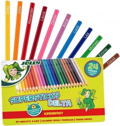 Trojhranné pastelky DELTA, 24 barev, kovová krabička