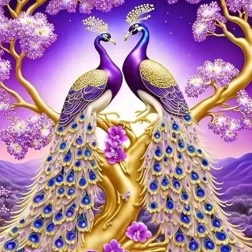 Diamantové malování Pávi na větvi 30x40 cm