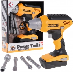 Interaktivní dětská vrtačka 3+ žlutá s 4 výměnnými bity a vyjímatelnou baterií