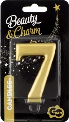 svíčka číslice 7 v metalické zlaté barvě GODAN Beauty & Charm 8 cm