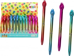 Kuličkové pero s ananasem, zlaté, modrá náplň 0,7 mm