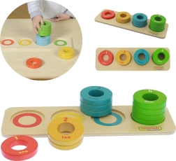 Masterkidz dřevěný sorter barevných kroužků Montessori