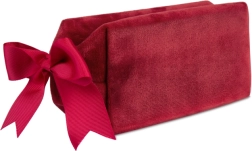 Semišové kosmetické pouzdro s mašlí – červené