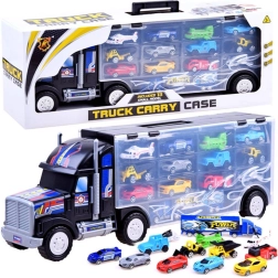 Velký tahač s přepravníkem a sadou autíček