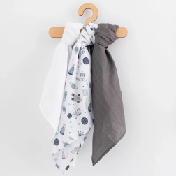 Mušelínové pleny New Baby 60 × 80 cm, 3 ks – modré pro kluky