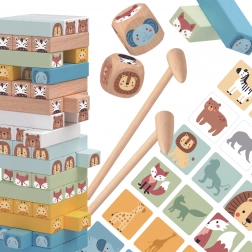 Tooky Toy dřevěná balanční věž zvířátka, 82 dílů