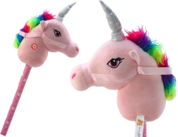 Plyšová hlava jednorožce na tyči Hobby Horse Unicorn Pink Sounds