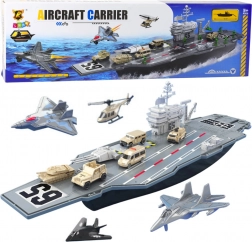 Velká vojenská letadlová loď s tanky a letadly 70cm