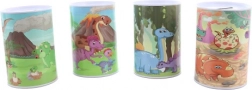 Kovová pokladnička s motivem dinosauři