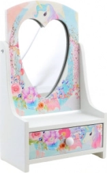 Dřevěná šperkovnice se srdcovým zrcátkem Jednorožec