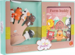 Sada 5 gumových prstových maňásků s knížkou farma, voděodolné, 3+