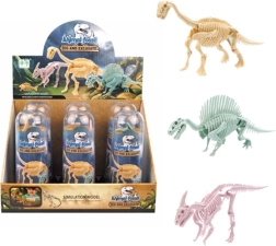 Kostra dinosaura v průhledné tubě