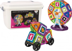 Magnetické stavebnice v kufříku 118 ks – kolo mlýnské a budovy