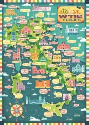 Puzzle Mapa Itálie - Italská vinařská prohlídka 1000 dílků