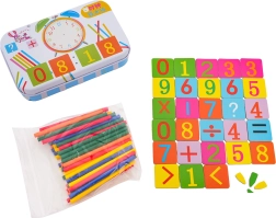 Magnetická sada pro výuku hodin a základní matematiky v kovové krabičce
