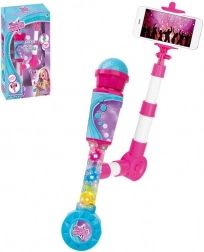 Mikrofon na baterie se světelnými efekty a selfie tyčkou